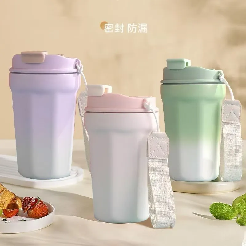 Internet-famous large-capacity portable glass cup, household straw cup, travel m